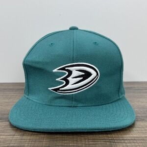 Anaheim Ducks Hat Cap Snap Back Teal Black NHL Hockey Mens Throwback Script